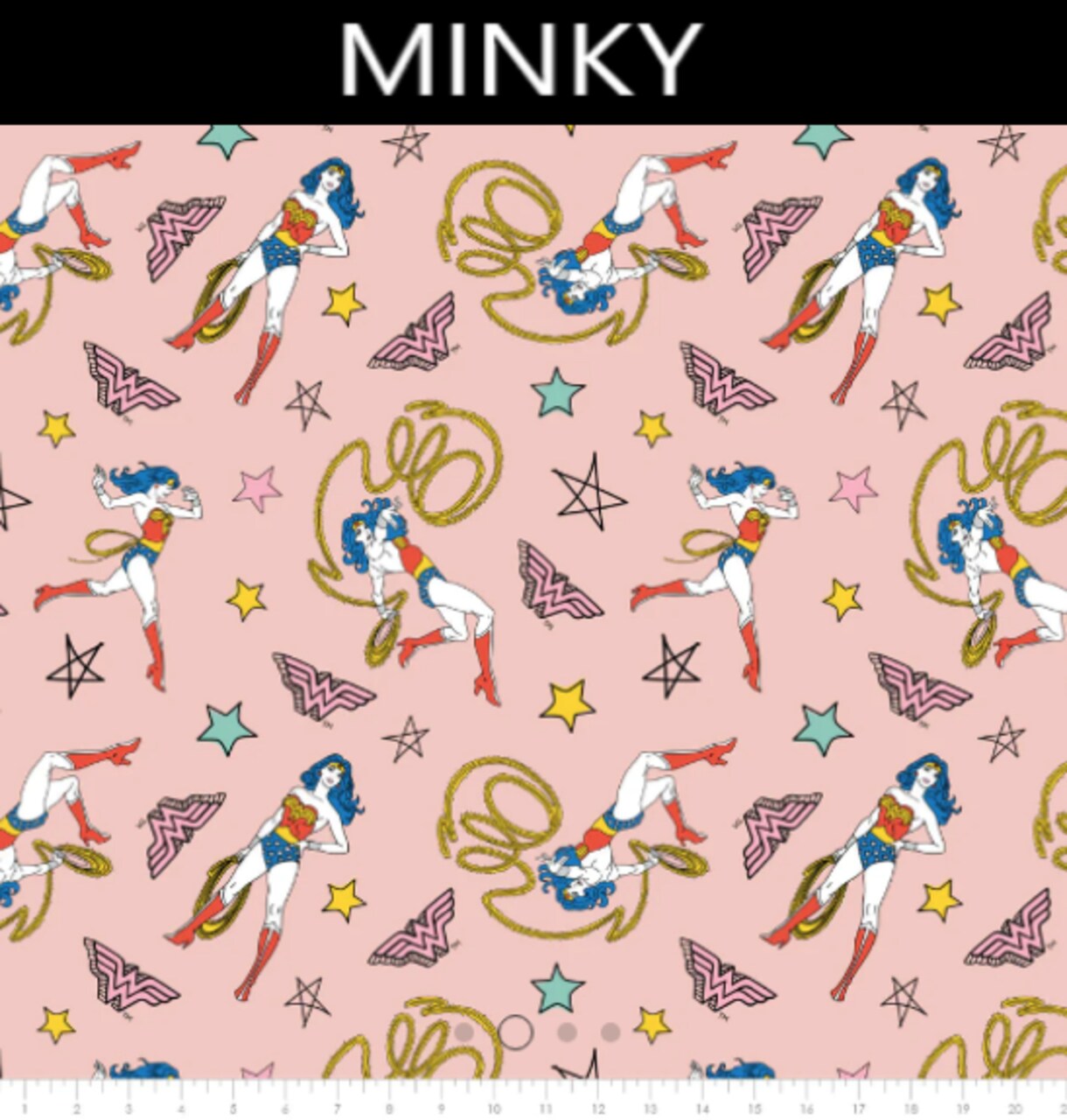 Licensed DC Comics Wonder Woman Doodle Minky Fleece Fabric by the Yard